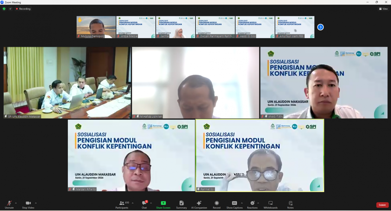 Gambar SPI UIN Alauddin Sosialisasikan Pengisian Modul Konflik Kepentingan bagi ASN