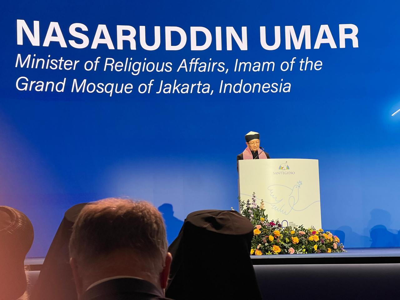 Gambar Menag Nasaruddin Umar Dorong Diplomasi Agama Berbasis Aksi Nyata di Forum Perdamaian Dunia