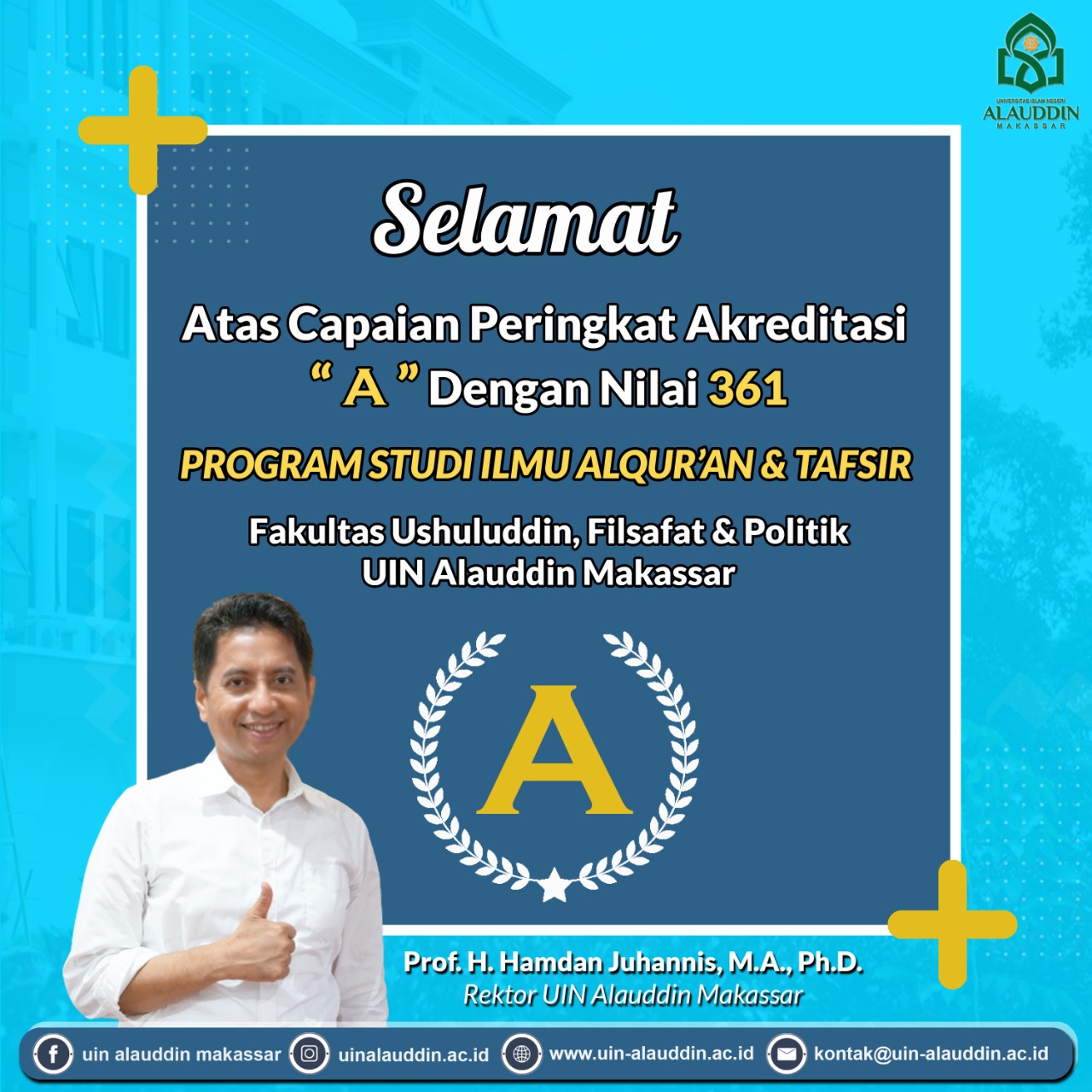 Gambar Alhamdulillah Kado Awal Tahun, Prodi Ilmu Al-Qur'an dan Tafsir Raih Akreditasi A