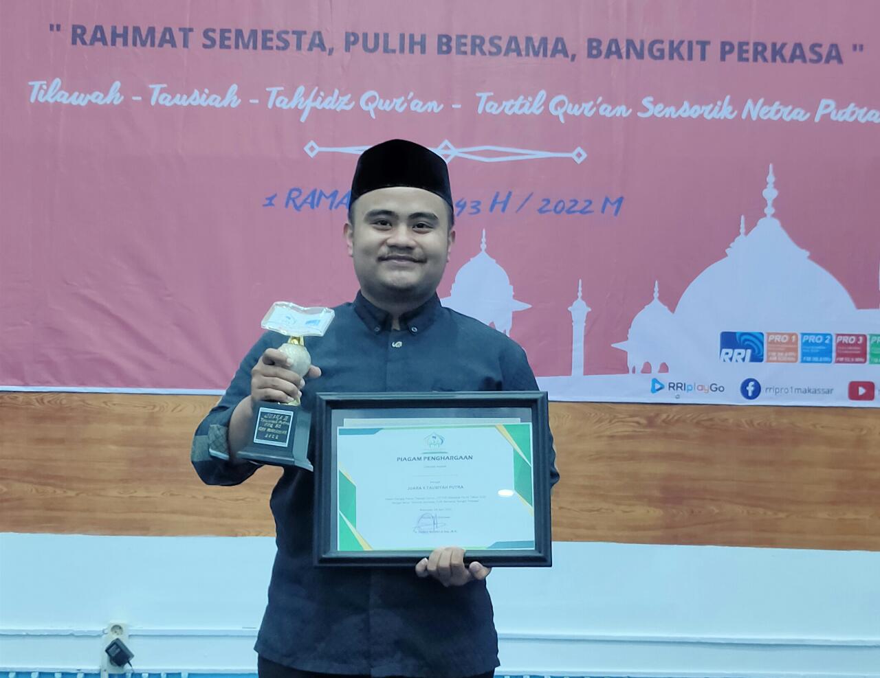 Gambar Alumni MD Sekaligus Mahasiswa Pascasarjana UIN Alauddin Raih Piagam di PTQ LPP RRI Makassar