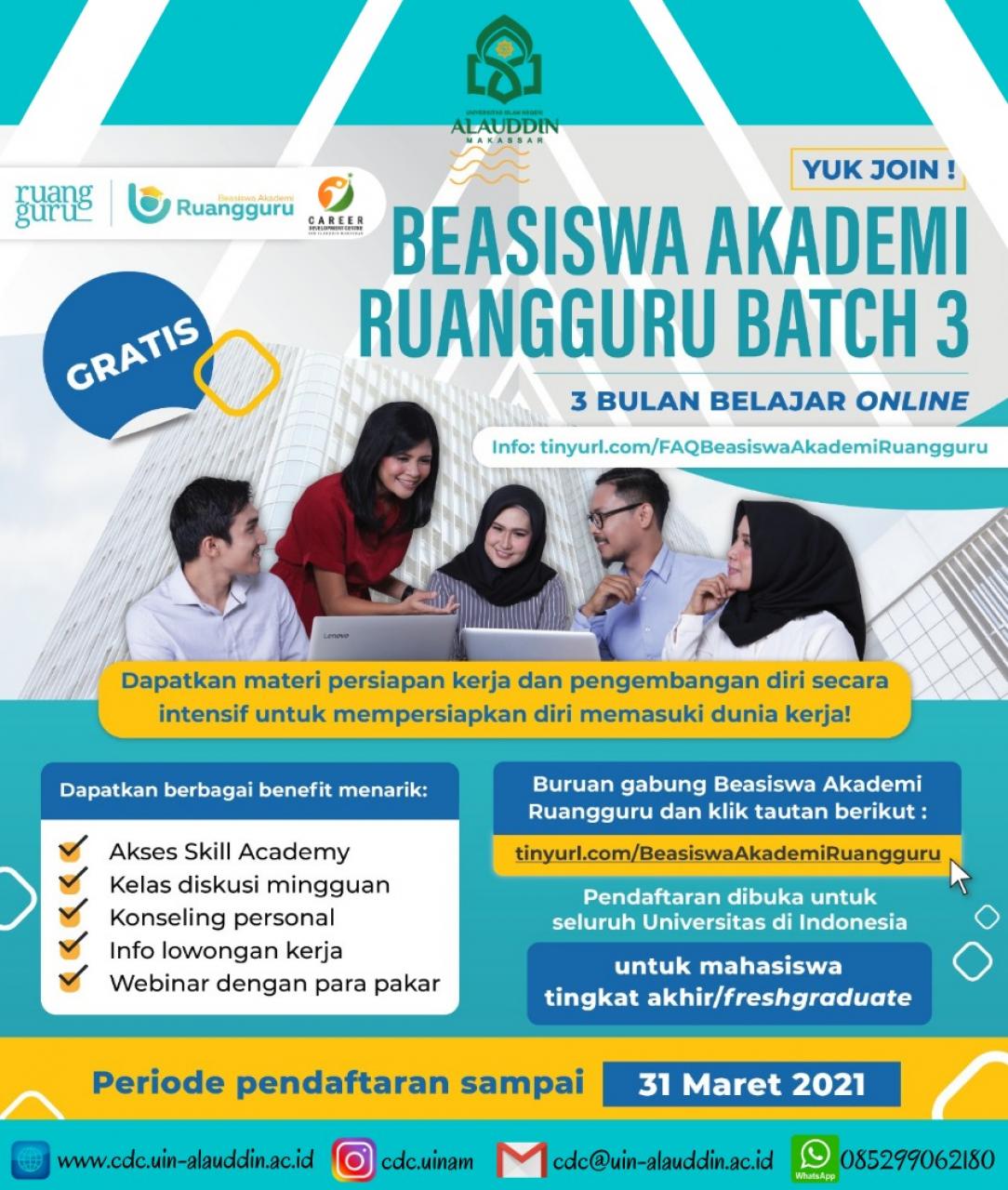 Gambar BEASISWA AKADEMI RUANGGURU / PELATIHAN PERSIAPAN KARIR