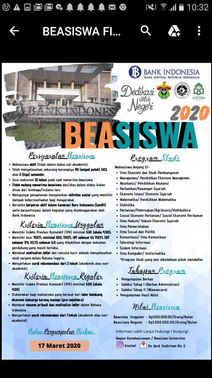 Gambar Beasiswa Bank Indonesia Diperpanjang Hingga 31 Maret