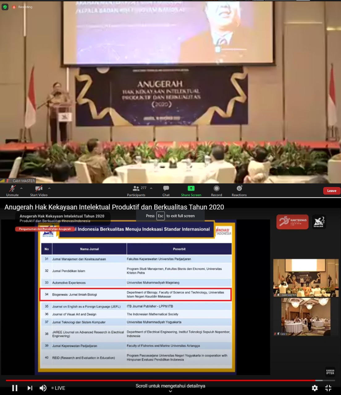 Gambar Biogenesis UIN Alauddin Peroleh Hibah Akselarasi Jurnal Menuju Scopus Dari KEMENRISTEK-BRIN