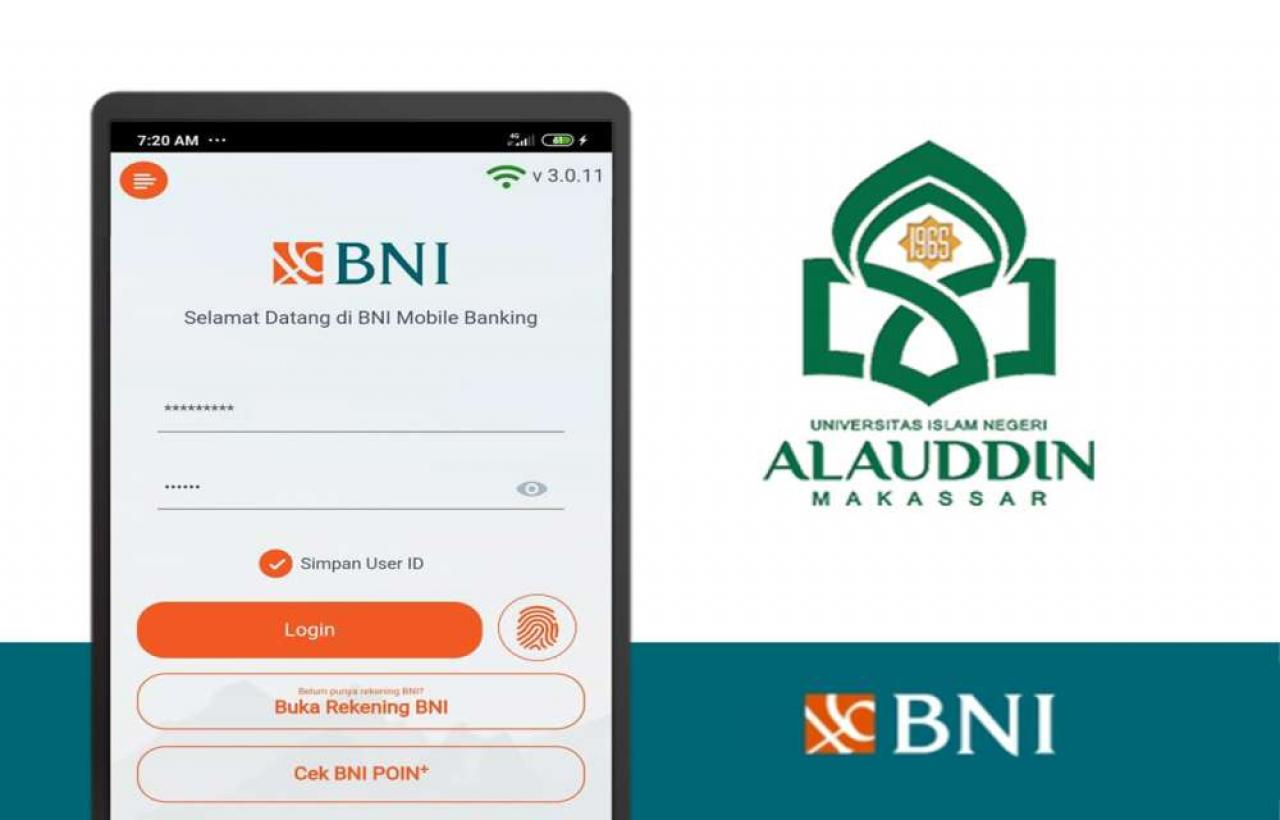 Gambar Cara pembayaran SPP UIN Alauddin Melalui BNI Mobile Banking