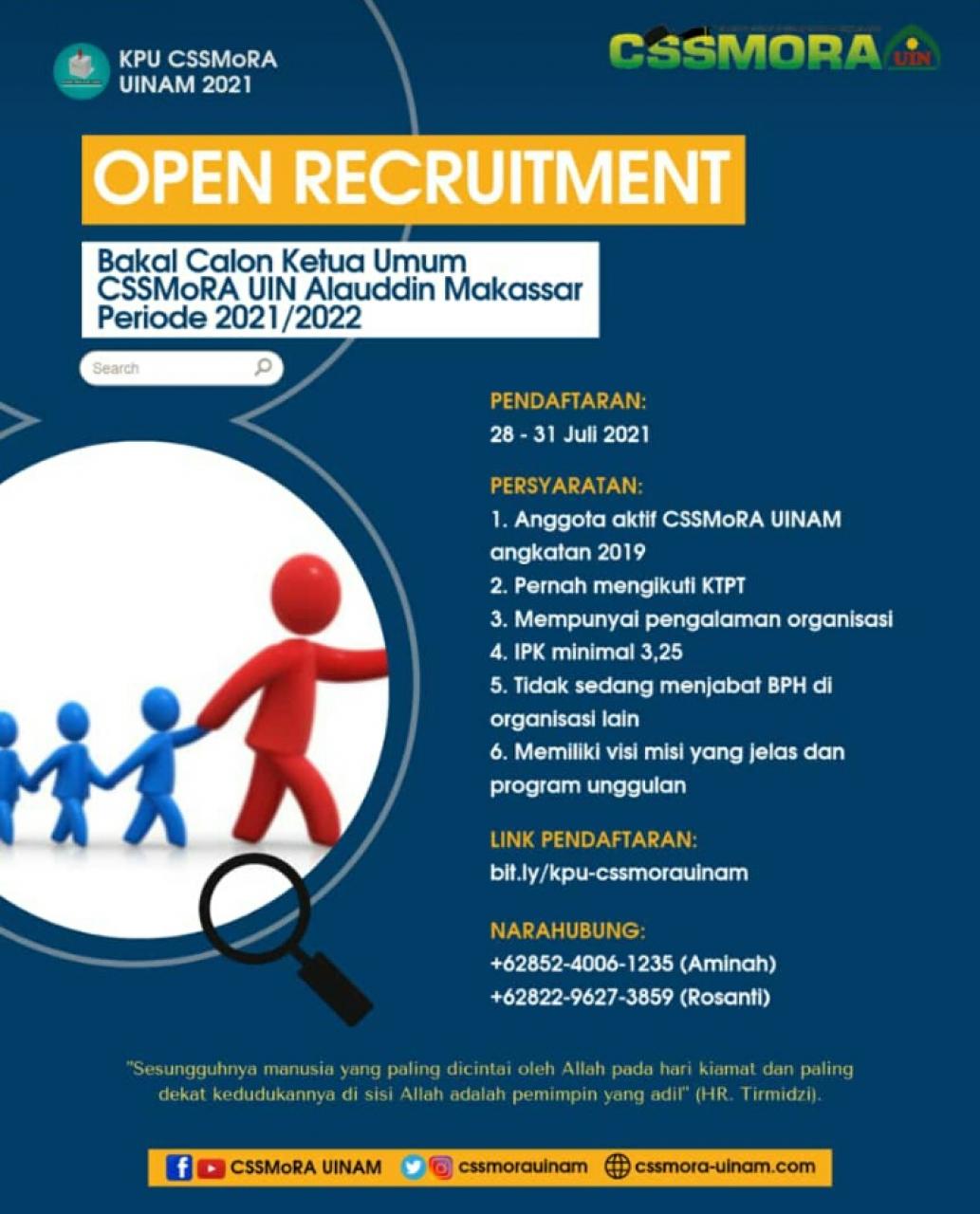 Gambar CSSMoRA UIN Alauddin Buka Pendaftaran Bakal Calon Ketua Umum Periode 2021/2022