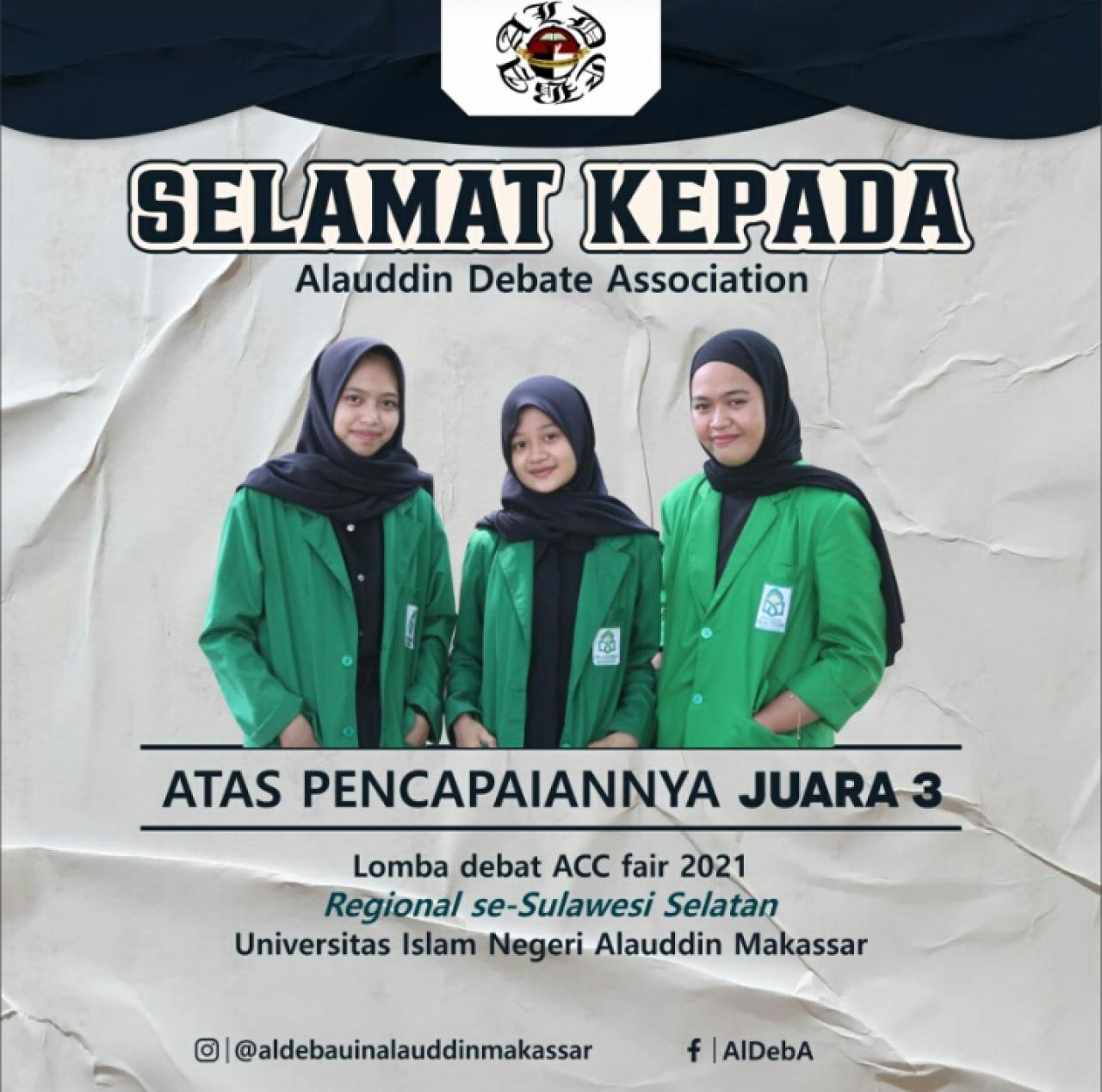 Gambar Delegasi Aldeba UIN Alauddin Sabet Juara III di Lomba Debat Accounting Fair 2021