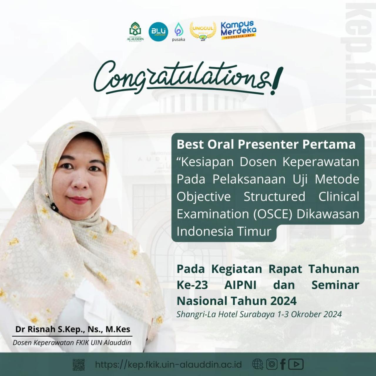 Gambar Dosen UIN Alauddin Raih Best Oral Presenter pada Rapat AIPNI ke-23 dan Seminar Nasional 2024