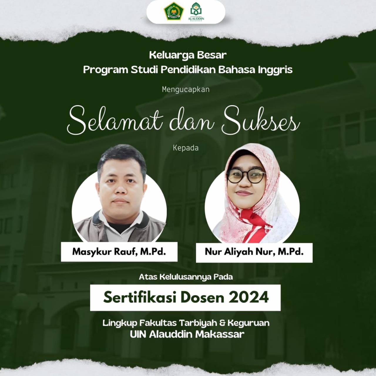 Gambar Dua Dosen Prodi PBI FTK UIN Alauddin Lulus Sertifikasi