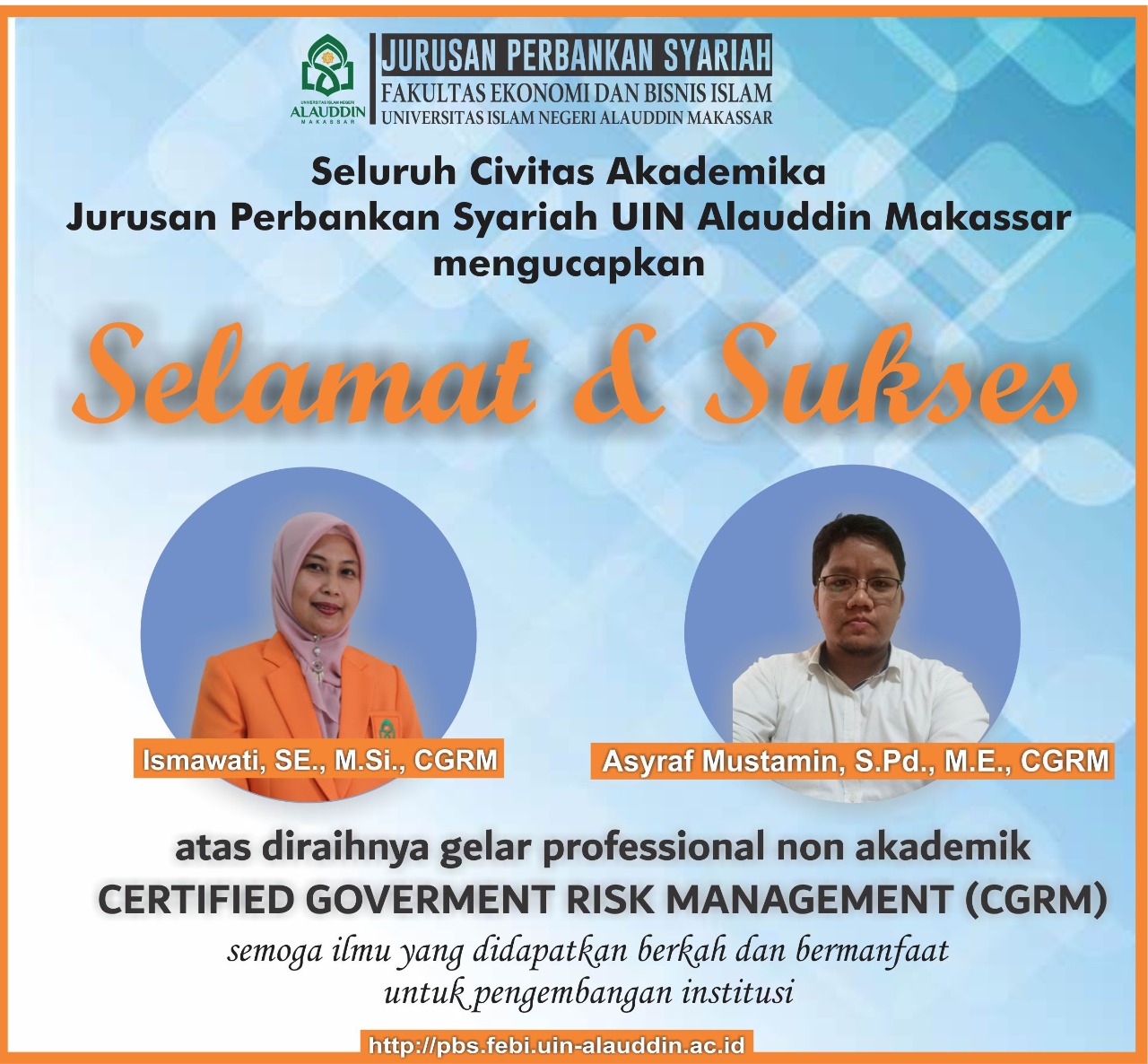 Gambar Dua Dosen Prodi Perbankan Syariah UIN Makassar Berhasil Meraih Gelar CGRM