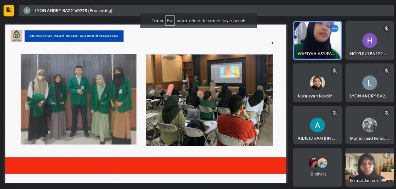 Gambar Dua Kelompok Prodi PBI UIN Alauddin Presentase Pengabdian di Webinar Internasional SLaCE