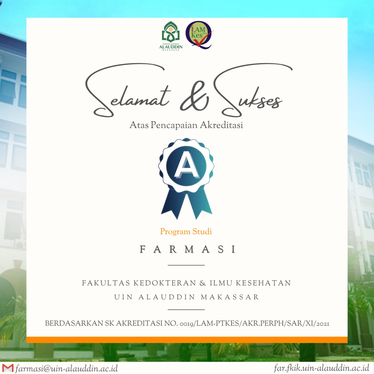 Gambar Farmasi UIN Alauddin Prodi Pertama Terakreditasi A se-PTKIN, Jadi Kedua di Indonesia Timur