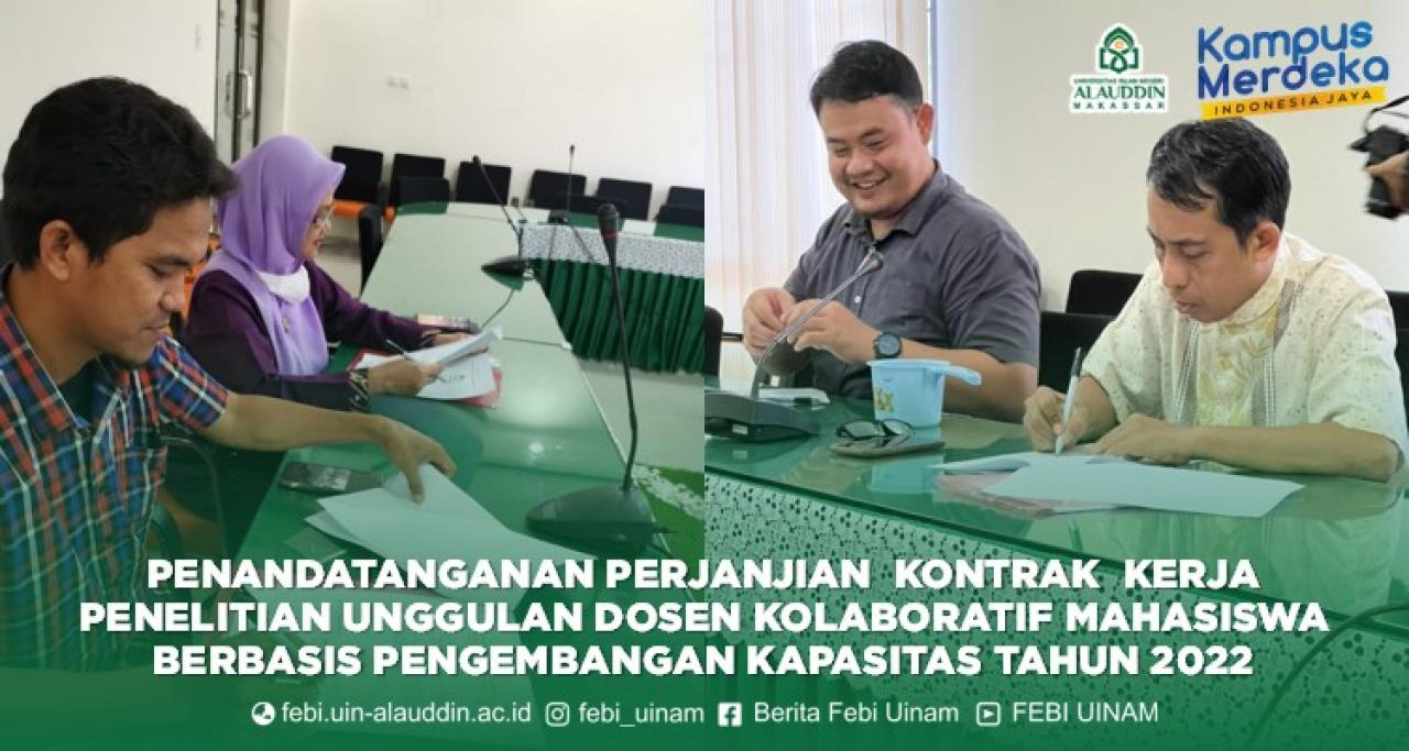 Gambar FEBI UIN Alauddin Tandatangani Kontrak Penelitian Unggulan Berbasis Pengembangan Kapasitas