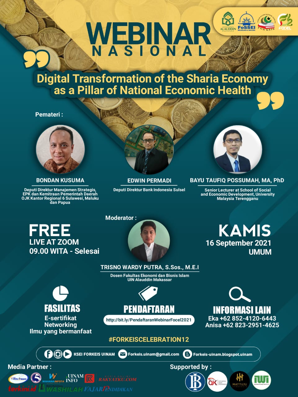 Gambar FOCEL ke 12 Tahun, KSEI Forkeis UIN Alauddin Buka Webinar Nasional