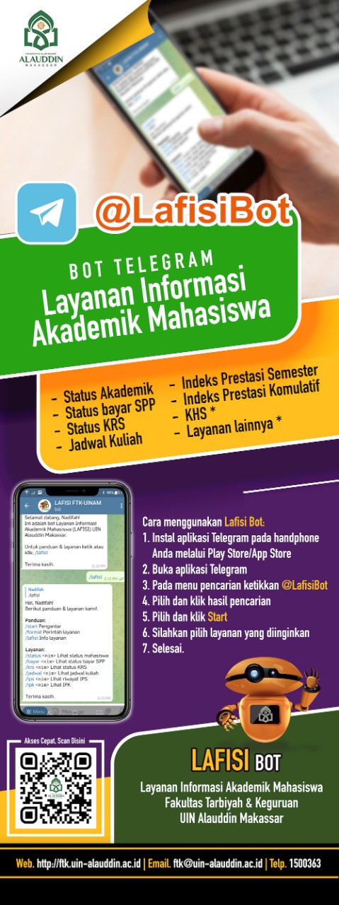 Gambar FTK UIN Alauddin Luncurkan Layanan Informasi Akademik Mahasiswa Berbasis Bot Telegram