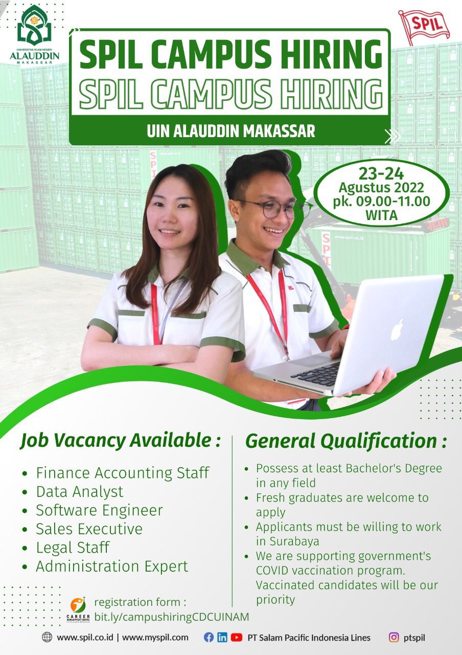 Gambar Gandeng PT SPIL, CDC UIN Makassar Kembali Adakan Campus Hiring Perebutkan 5 Posisi