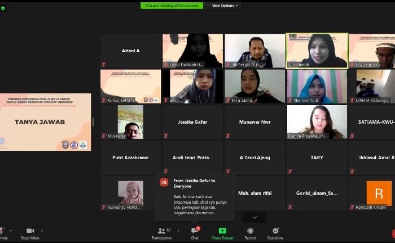 Gambar Gelar Webinar, GenBI UIN Alauddin Bahas Dampak Sampah Masker Terhadap Lingkungan