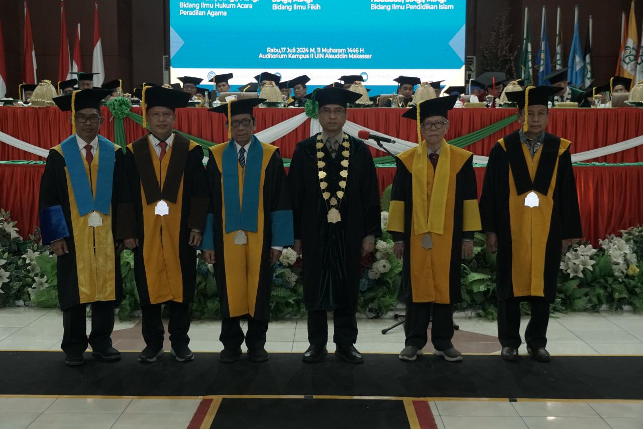 Gambar Halim Talli, Misbahuddin dan Hasyim Haddade Resmi Dikukuhkan Sebagai Professor UIN Alauddin Makassar