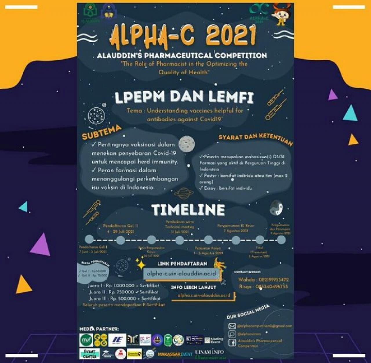 Gambar HMJ Farmasi UIN Alauddin Kembali Gelar Alpha-C 2021 Tingkat Nasional