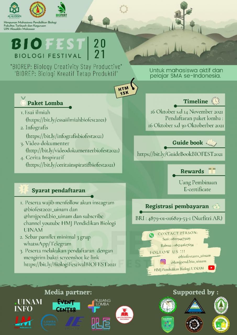 Gambar HMJ Pendidikan Biologi UIN Alauddin Ajak Mahasiswa dan Pelajar Berkompetisi di Biofest 2021