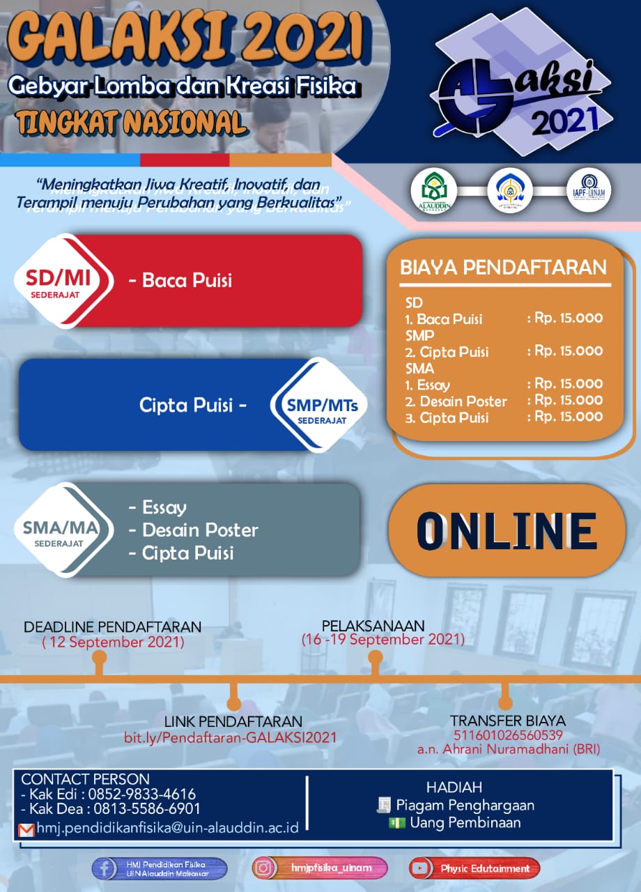 Gambar HMJ Pendidikan Fisika UIN Alauddin Gelar Galaksi 2021 Tingkat Nasional dan Sulsel