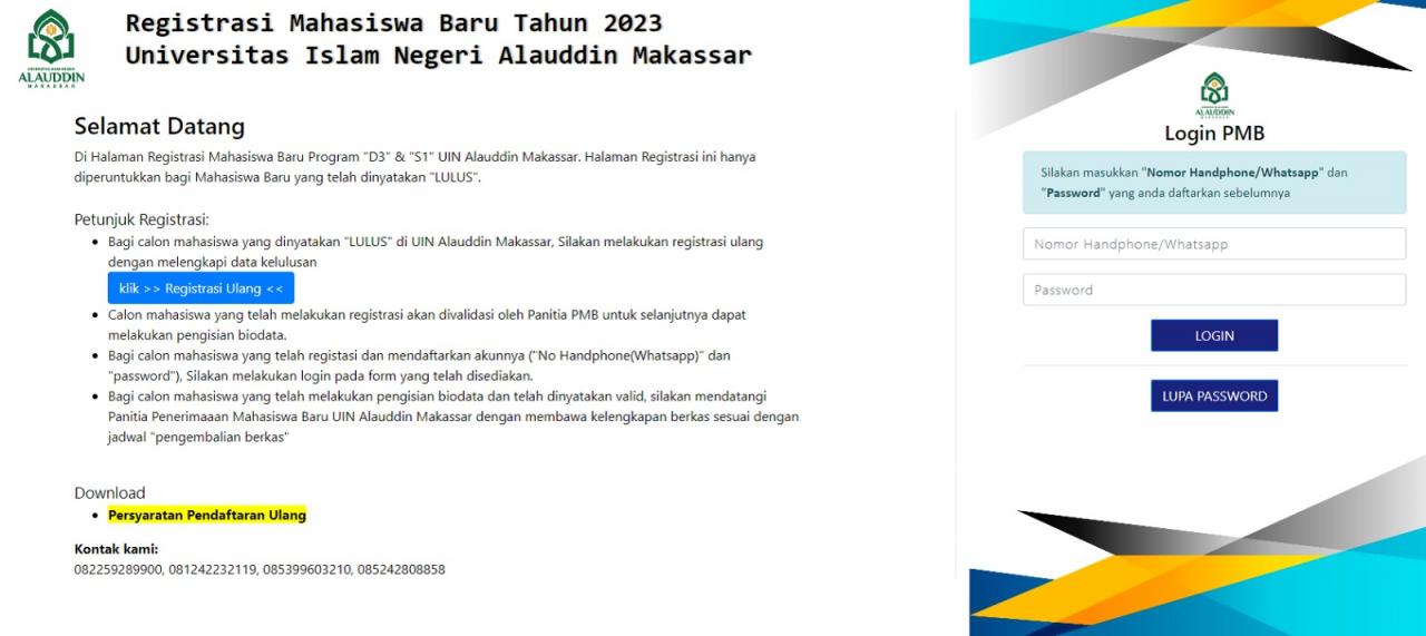 Gambar Ini Jadwal dan Syarat Daftar Ulang SPAN PTKIN 2023 UIN Alauddin