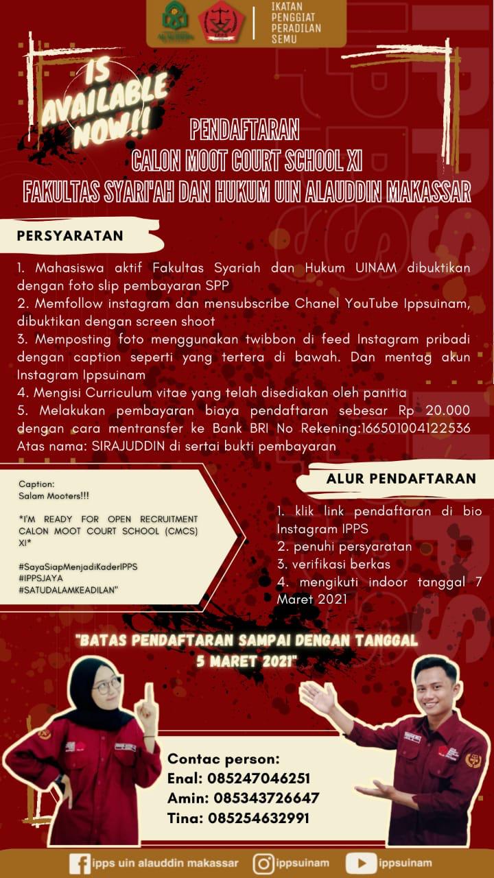 Gambar IPPS UIN Alauddin Open Recruitmen Calon Moot Caurt School XI