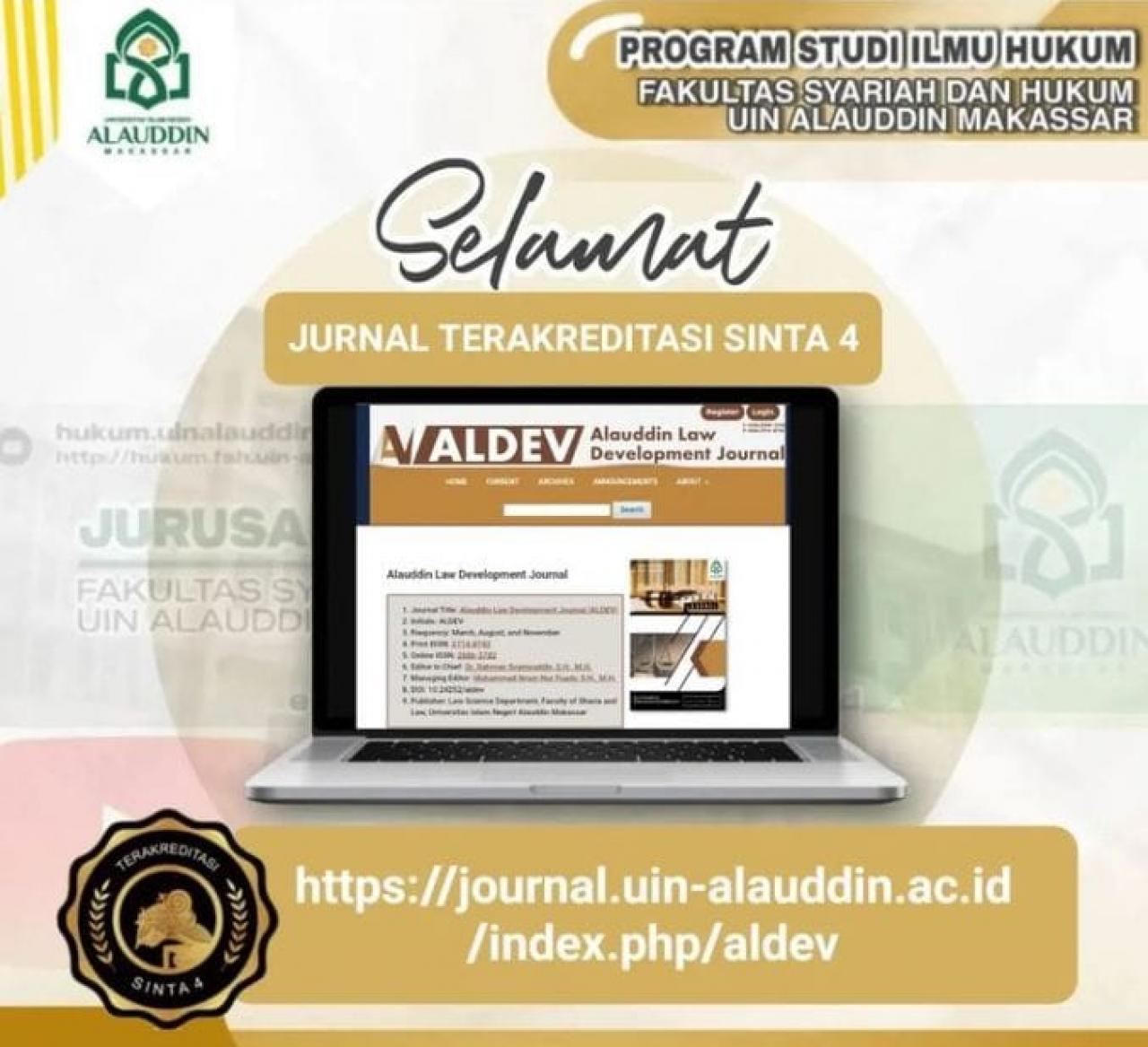 Gambar Jurnal Nasional Mahasiswa dan Dosen Ilmu Hukum UIN Alauddi  Terakreditasi Capai SINTA 4