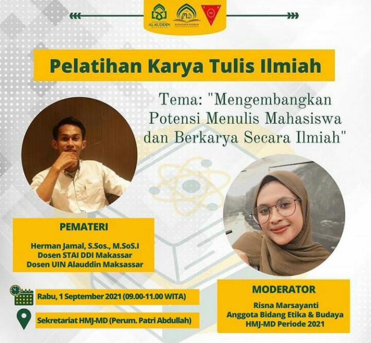 Gambar Kembangkan Potensi Menulis Mahasiswa, HMJ MD UIN Alauddin Gelar Pelatihan KTI