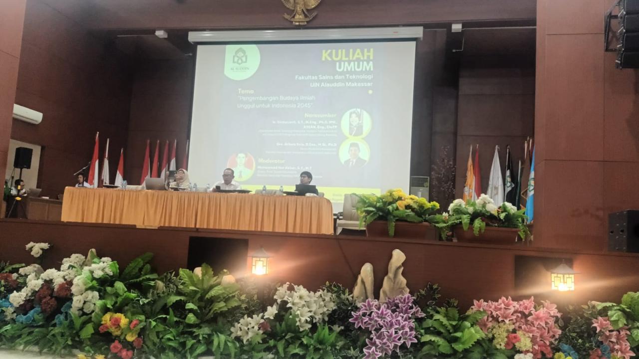 Gambar Kuliah Umum FST UIN Alauddin Makassar: Pengembangan Budaya Ilmiah untuk Indonesia 2045