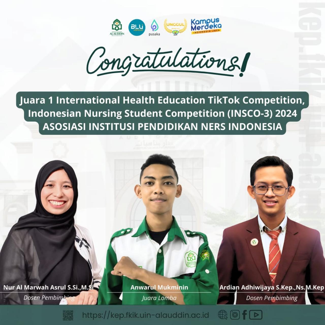 Gambar Mahasiswa Keperawatan Juara 1 Internasional Health Education Tikok Competition pada INSCO-3