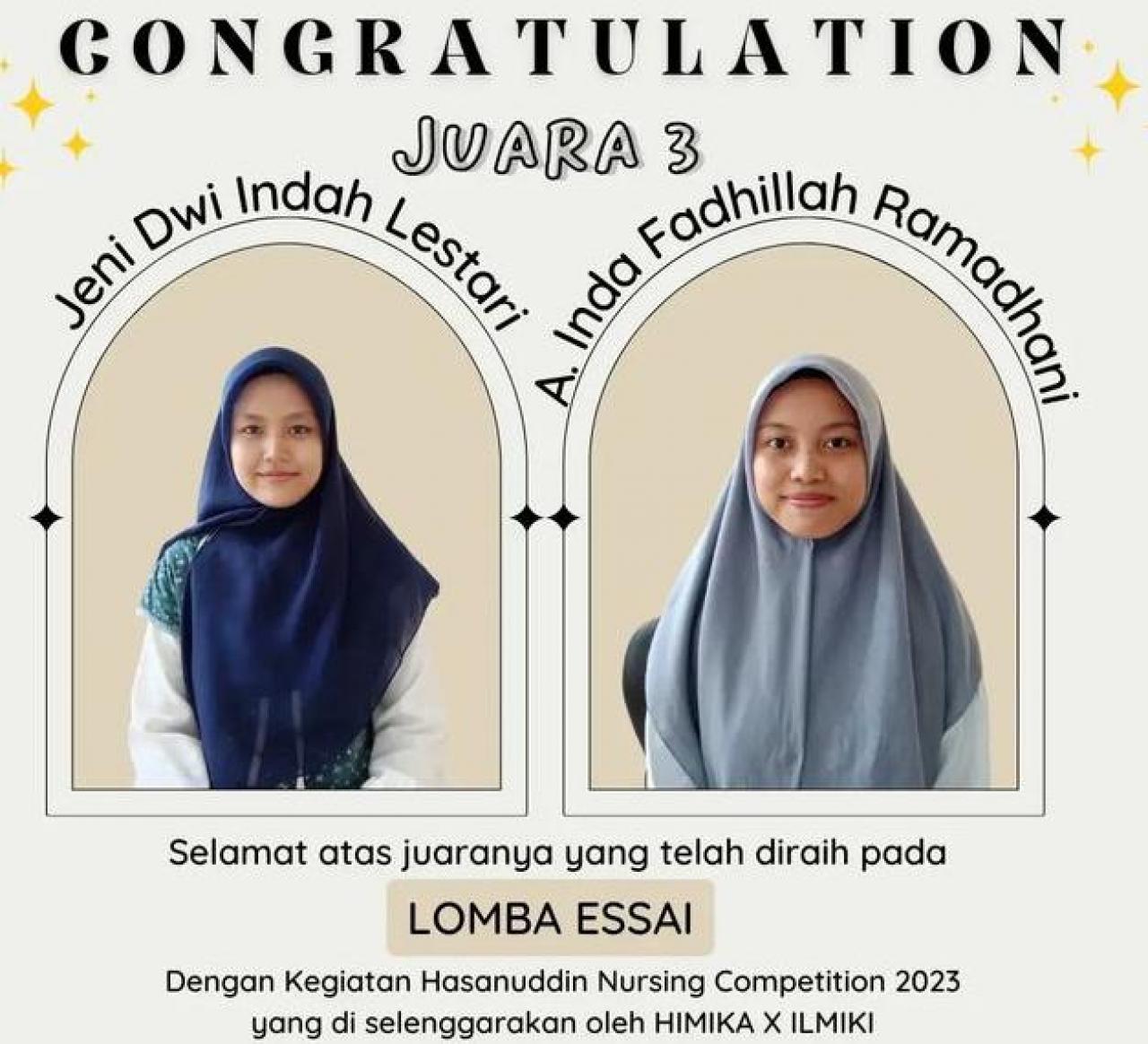 Gambar Mahasiswa Keperawatan UIN Alauddin Raih Juara III Esai di HNC 2023