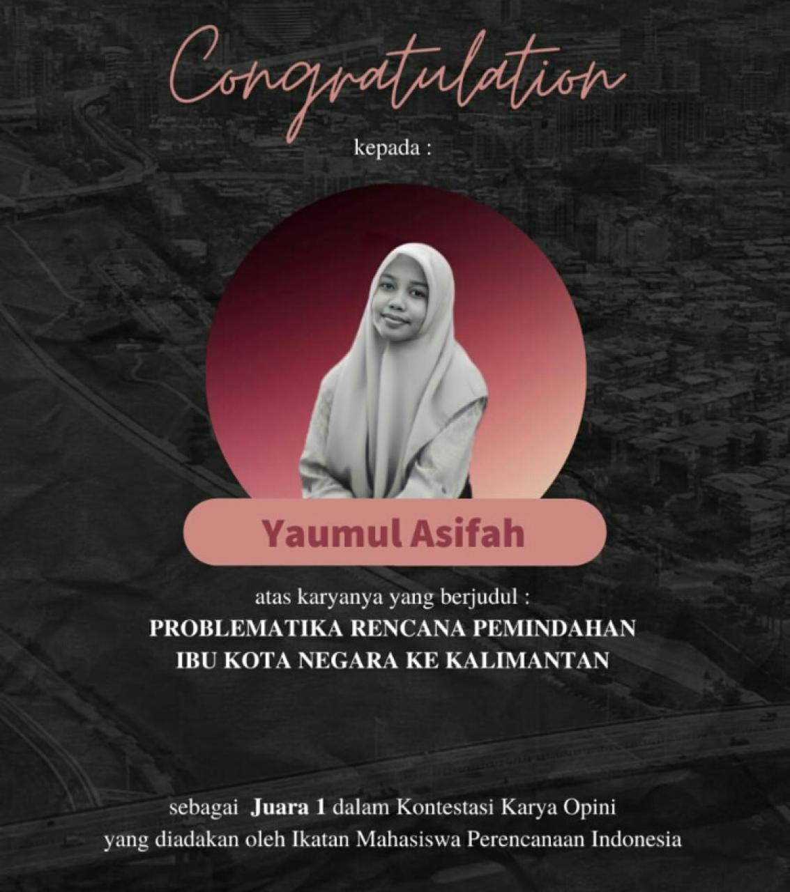 Gambar Mahasiswa PWK UIN Alauddin Sabet Juara I di Kontes Opini IMPI Nasional