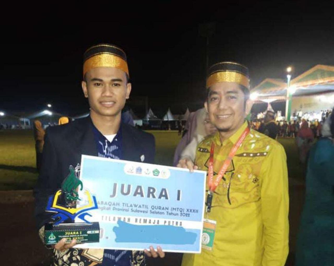 Gambar Mahasiswa UIN Alauddin Raih Juara 1 Cabang Tilawah Remaja Putra di MTQ Sulsel