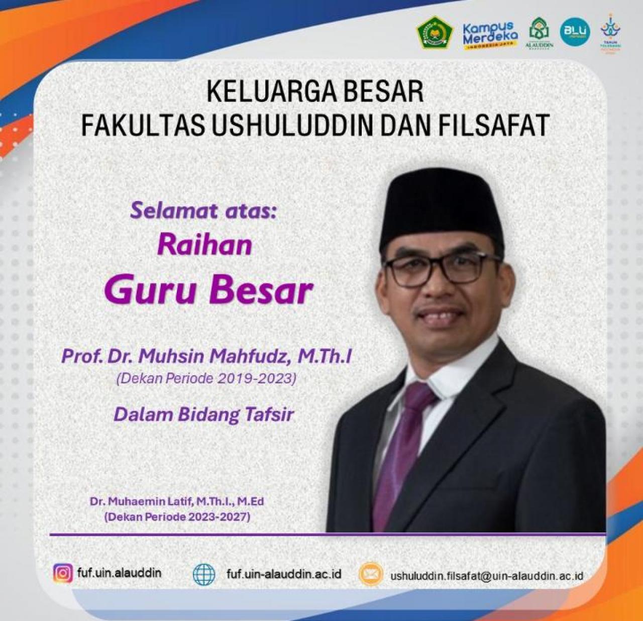 Gambar Mantan Dekan FUF UIN Alauddin Makassar Terima KMA Guru Besar Dalam Bidang Tafsir