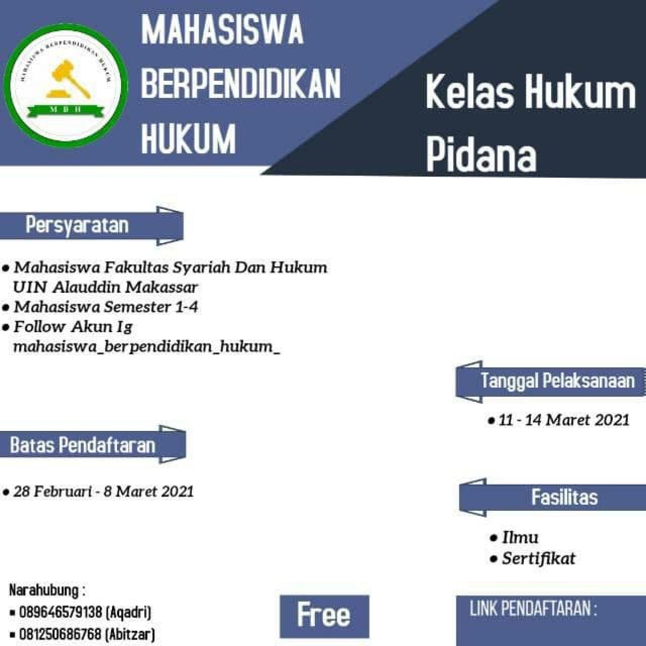 Gambar MBH Fakultas Syariah dan Hukum Buka Kelas Hukum Pidana Bagi Mahasiswa UIN Alauddin