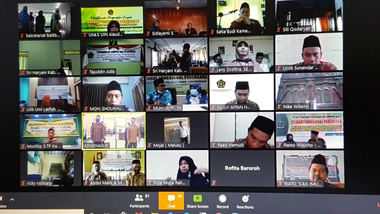 Gambar Pejabat Fungsional Perencana UIN Alauddin dilantik Via Telekonference