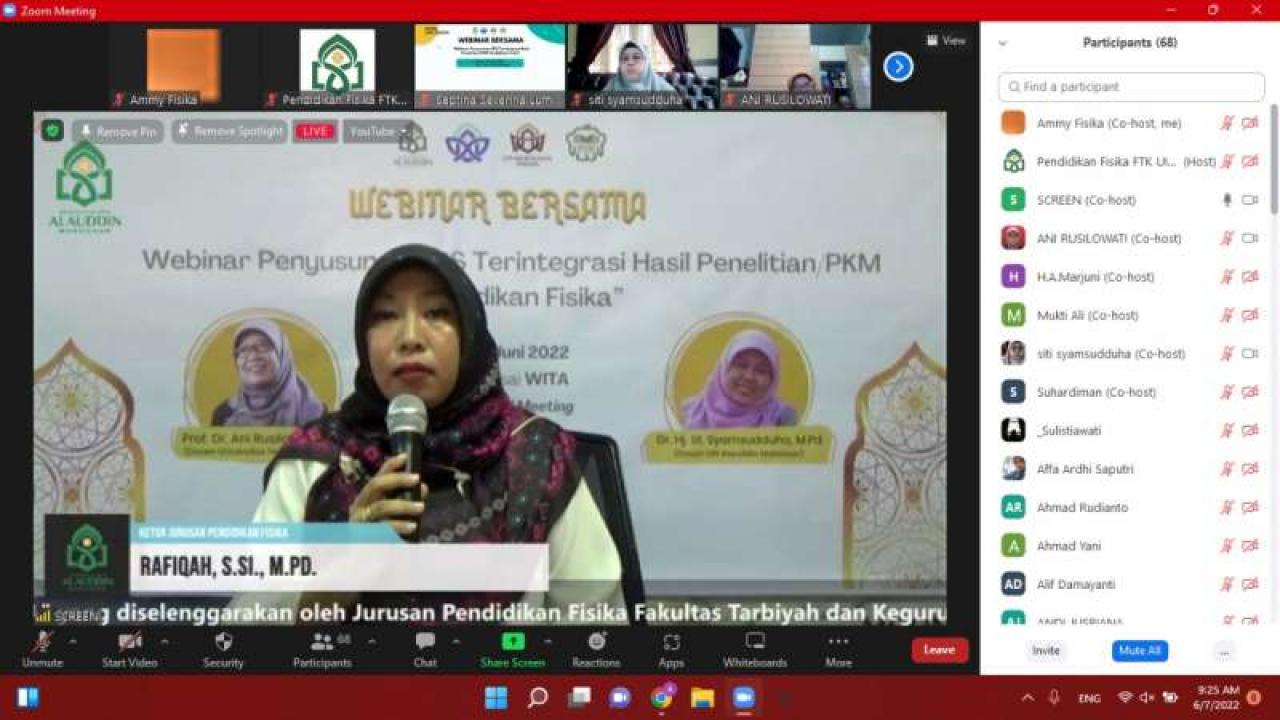 Gambar Pendidikan Fisika UIN Alauddin Webinar Penyusunan RPS Terintegrasi Penelitian