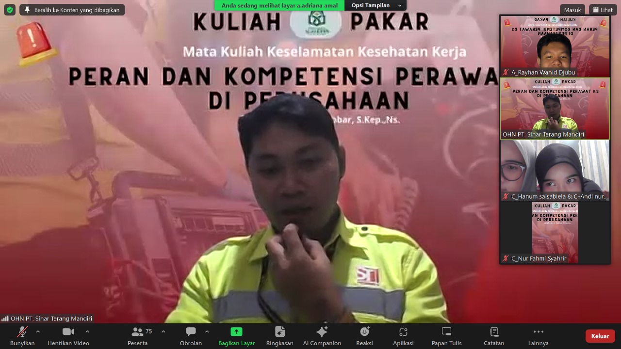 Gambar Prodi Keperawatan Adakan Kuliah Pakar Bahas Peran dan Kompetensi Perawat K3 di Perusahaan