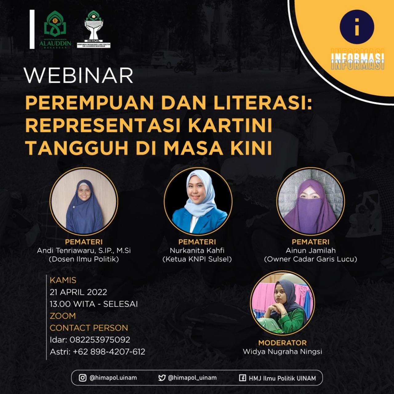 Gambar Sambut Hari Kartini, HMJ IPOL gelar webinar keperempuanan