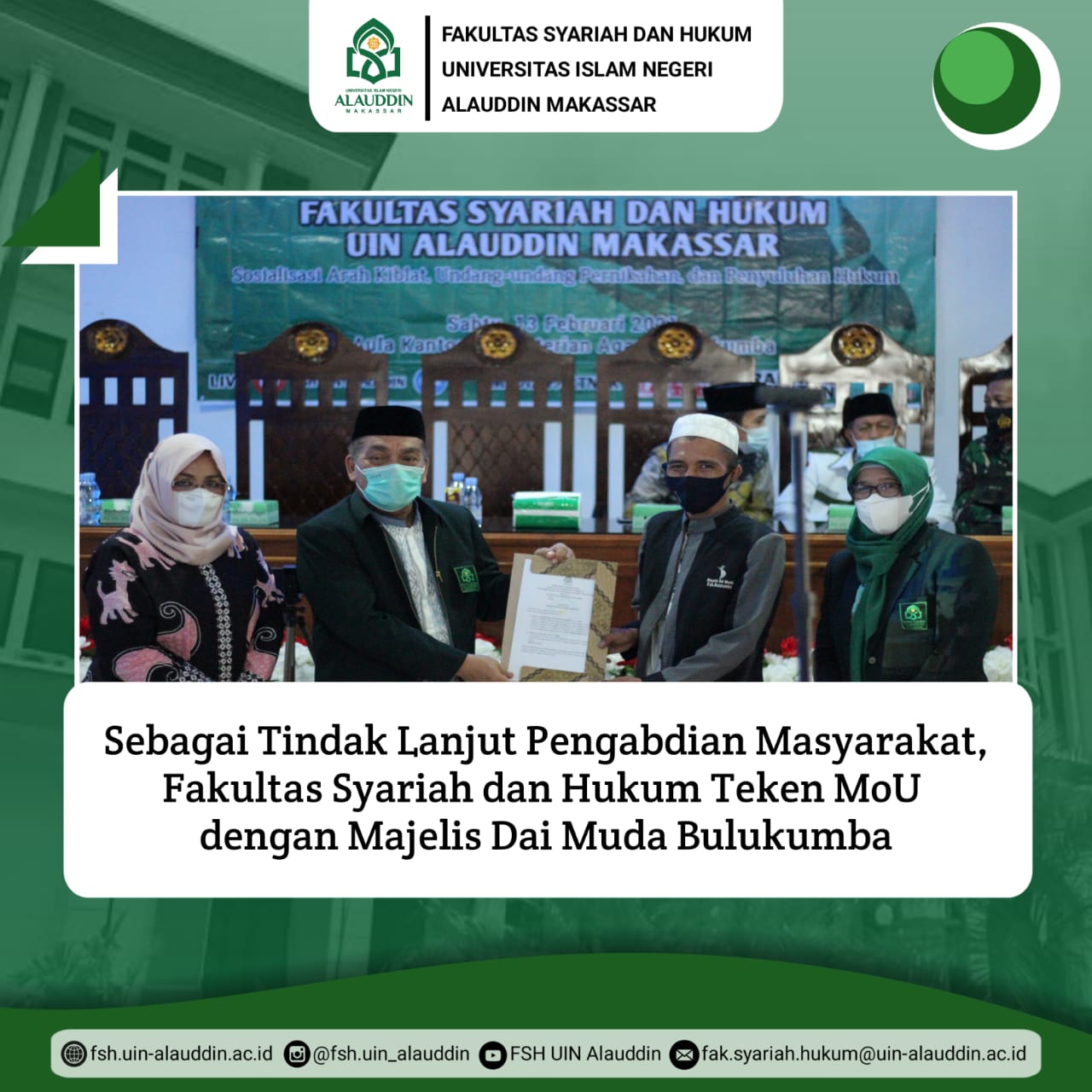 Gambar Sebagai Tindak Lanjut Pengabdian Masyarakat, Fakultas Syariah dan Hukum Teken MoU dengan Majelis Dai