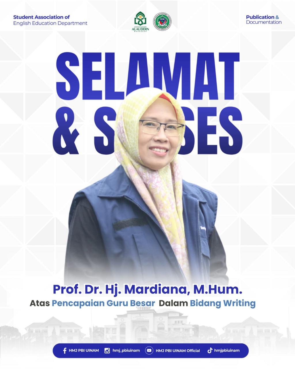 Gambar Selamat! Dosen Prodi PBI UIN Alauddin Raih Guru Besar Bidang Writing