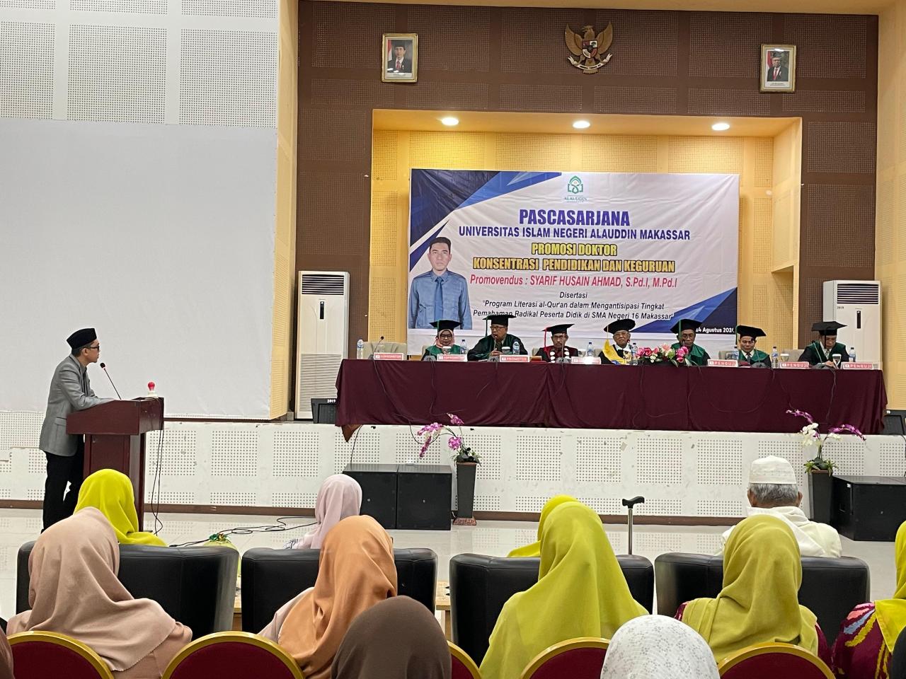 Gambar Sidang Promosi Doktor Syarif Husain Ahmad Kaji Program Literasi Al-Qur'an