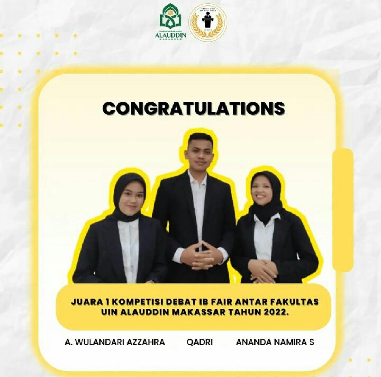 Gambar Tiga Mahasiswa dari FSH UIN Alauddin Juara I IB Fair 2022