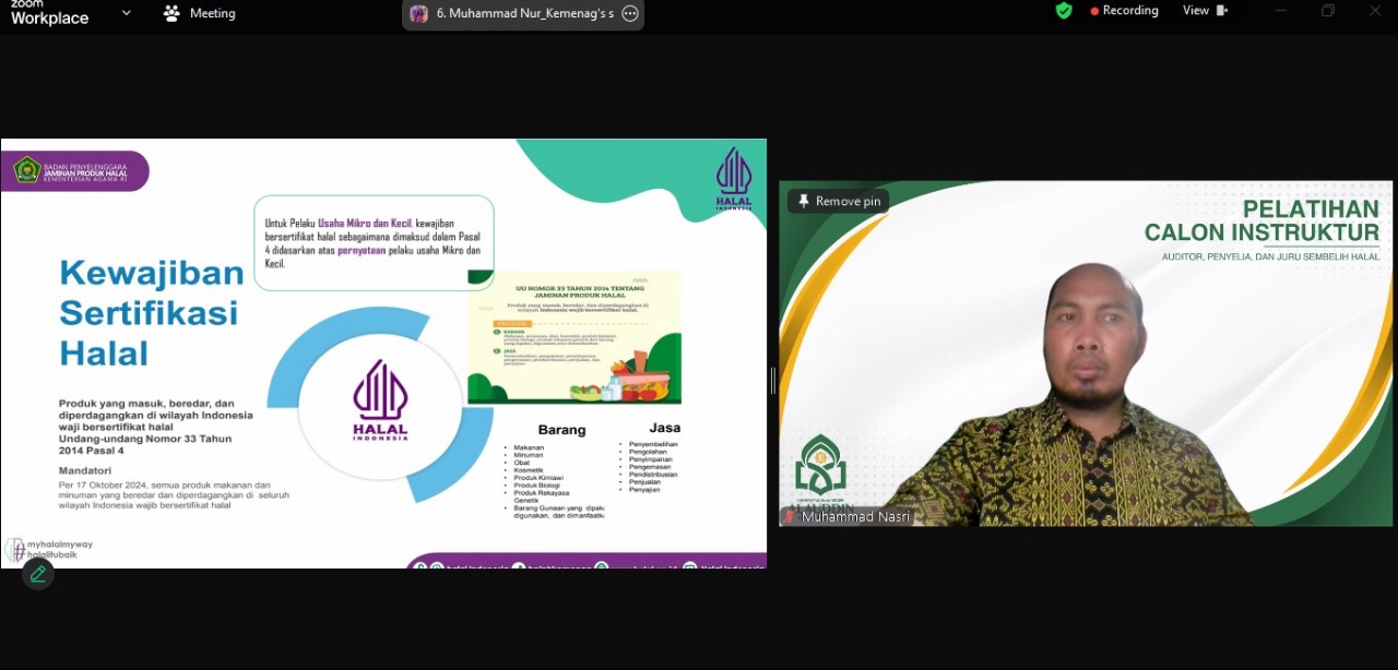 Gambar Tingkatkan Kompetensi, Sekjur Ekonomi Islam Ikuti Pelatihan Calon Instruktur SDM Halal UIN Alauddin