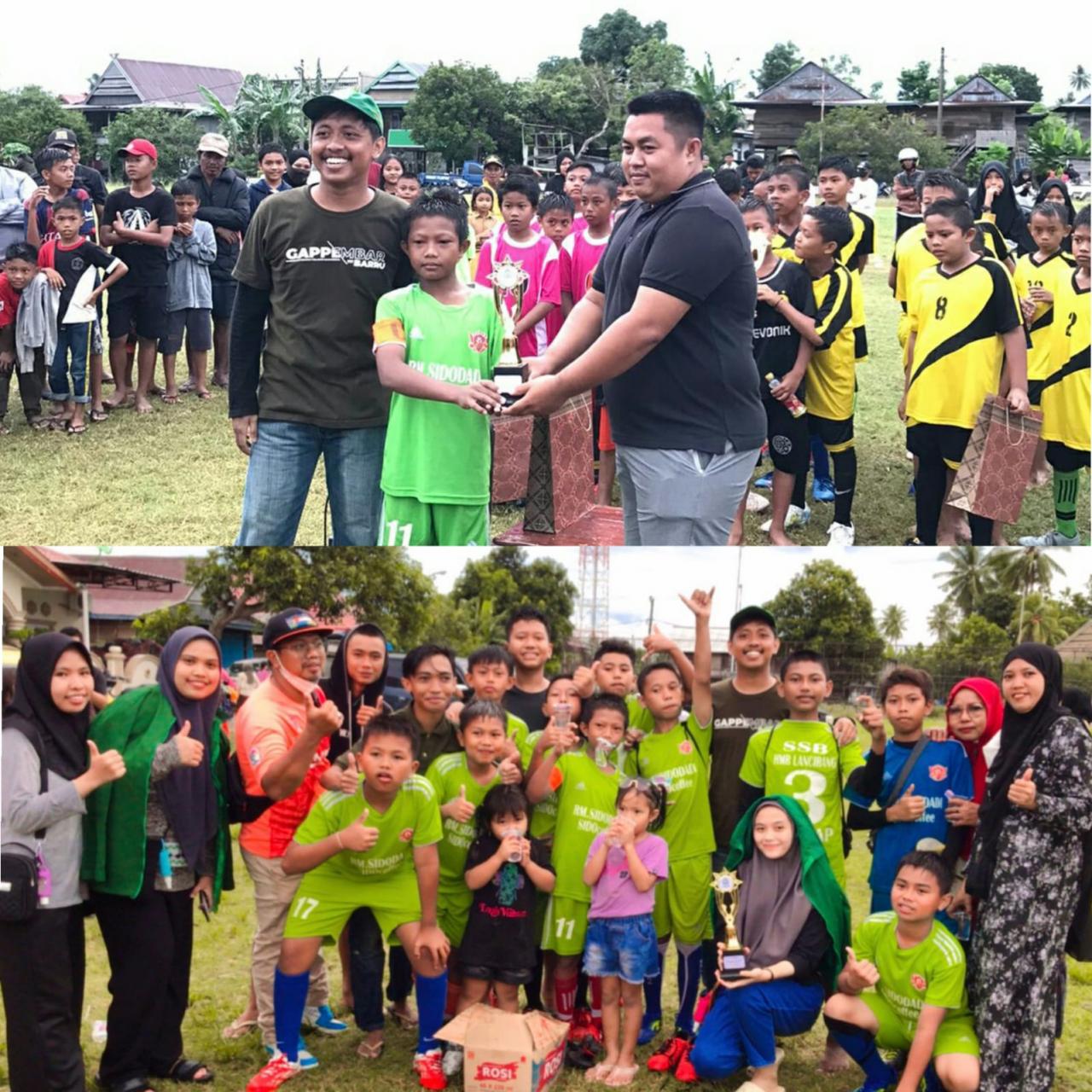 Gambar Turnamen Sepakbola Mini KKN UIN Alauddin Pitu Riawa, Delegasi Lancirang Keluar Sebagai Juara