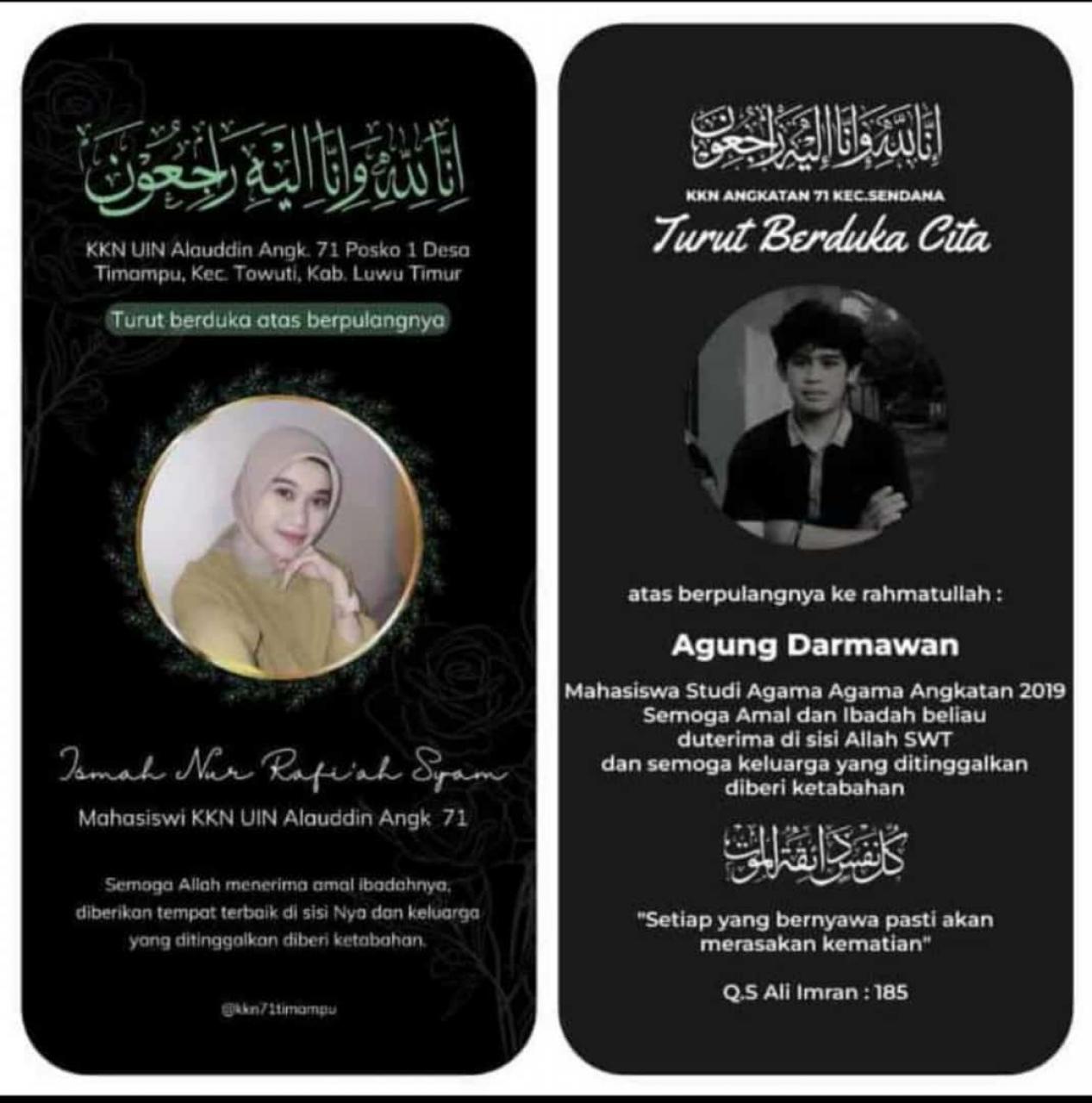 Gambar UIN Alauddin Berduka, Dua Mahasiswa KKN di Majene Meninggal Dunia