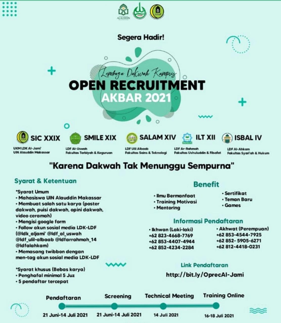 Gambar UKM LDK Al-Jami dan LDF Sejajaran UIN Alauddin Oprec Akbar 2021