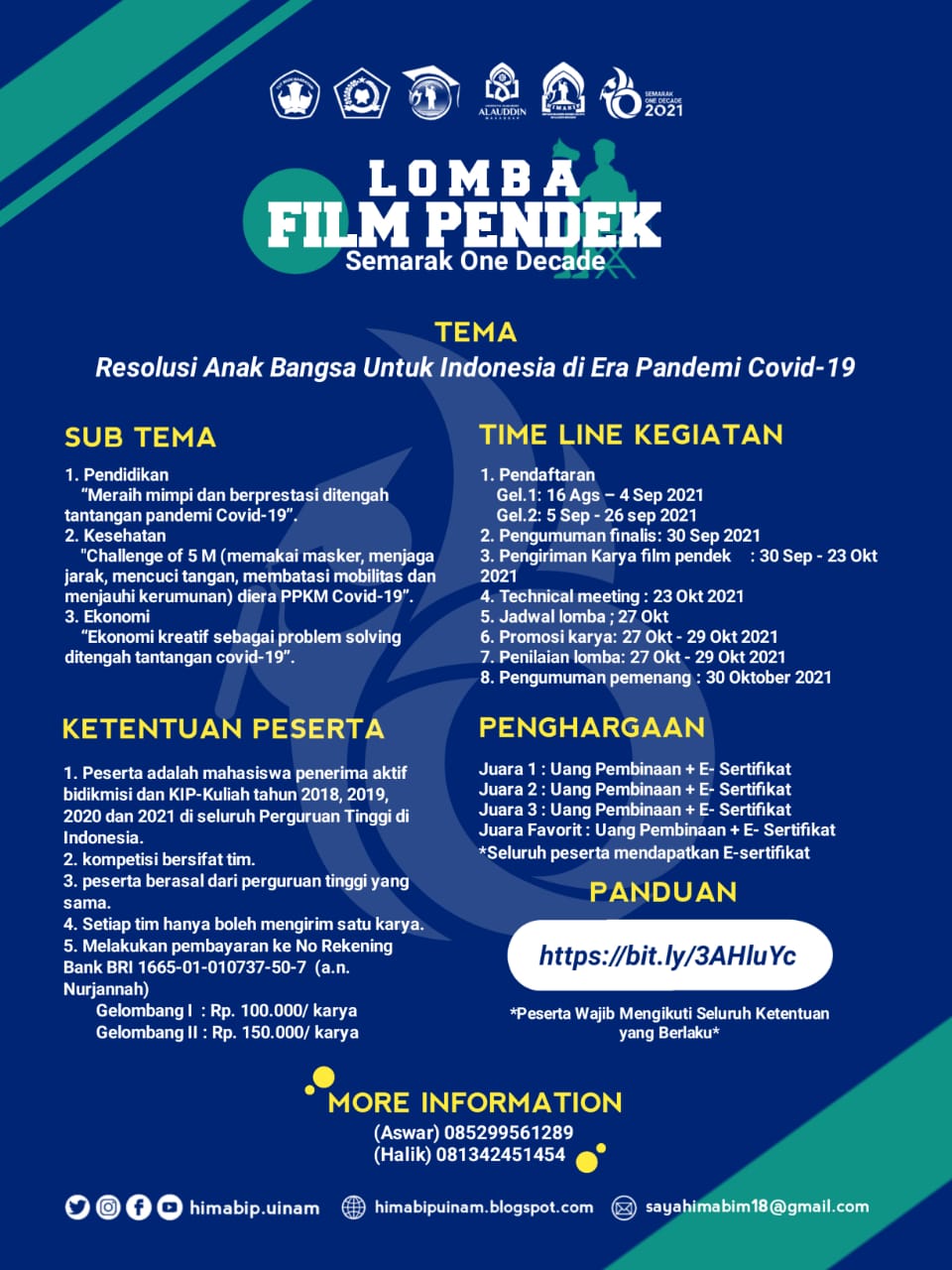 Gambar Wadah Tuangkan Karya Kreatif dan Hobi, HIMABIP UIN Alauddin Gelar Lomba Film Pendek Hingga Mural