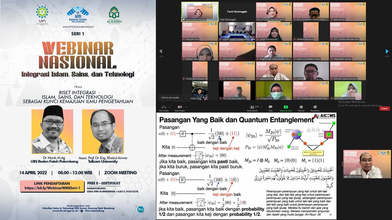 Gambar Webinar Nasional Sesi I FST UIN Alauddin, Bahas Integrasi Islam Sains dan Teknologi